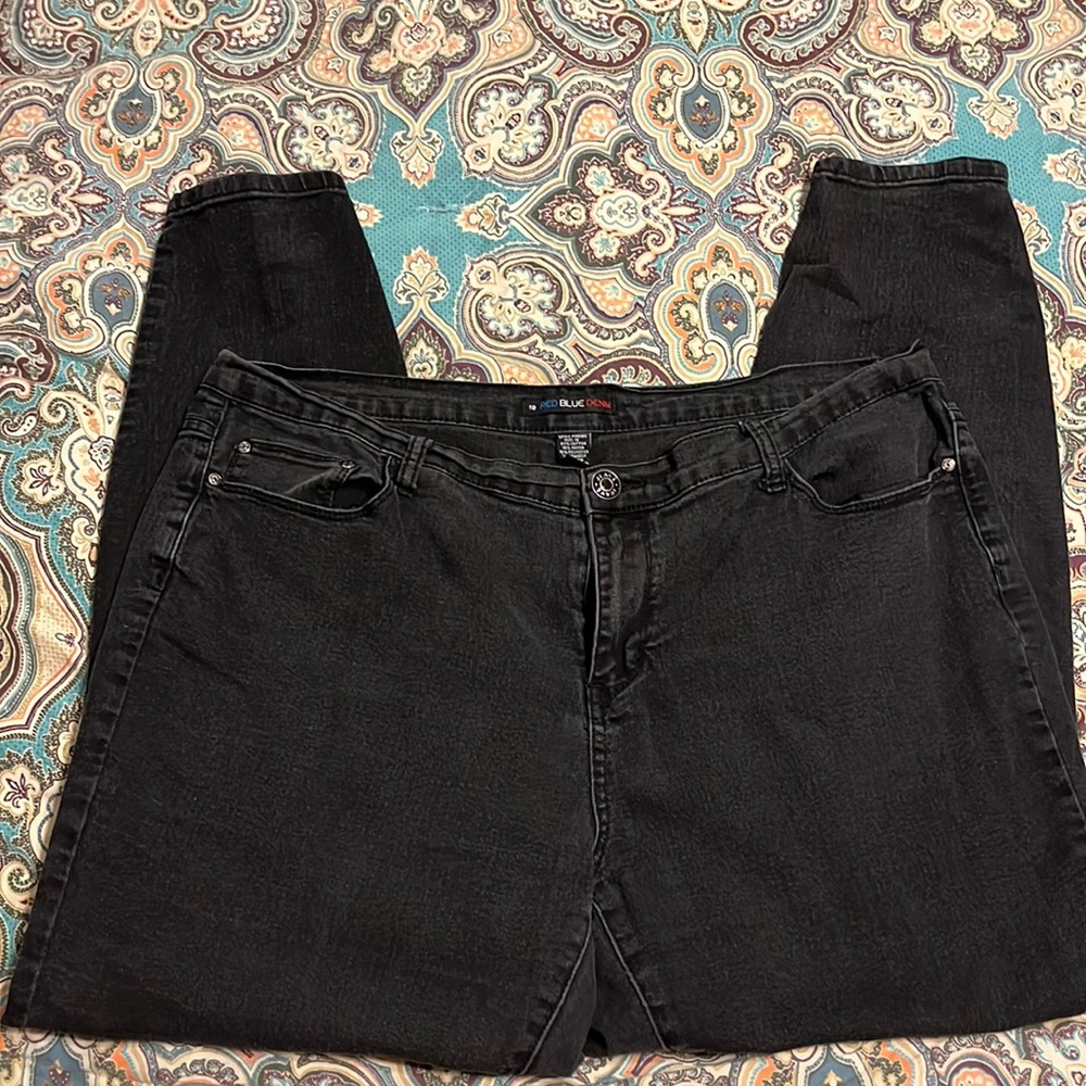 Red Blue Denim plus size skinny black jeans size 18